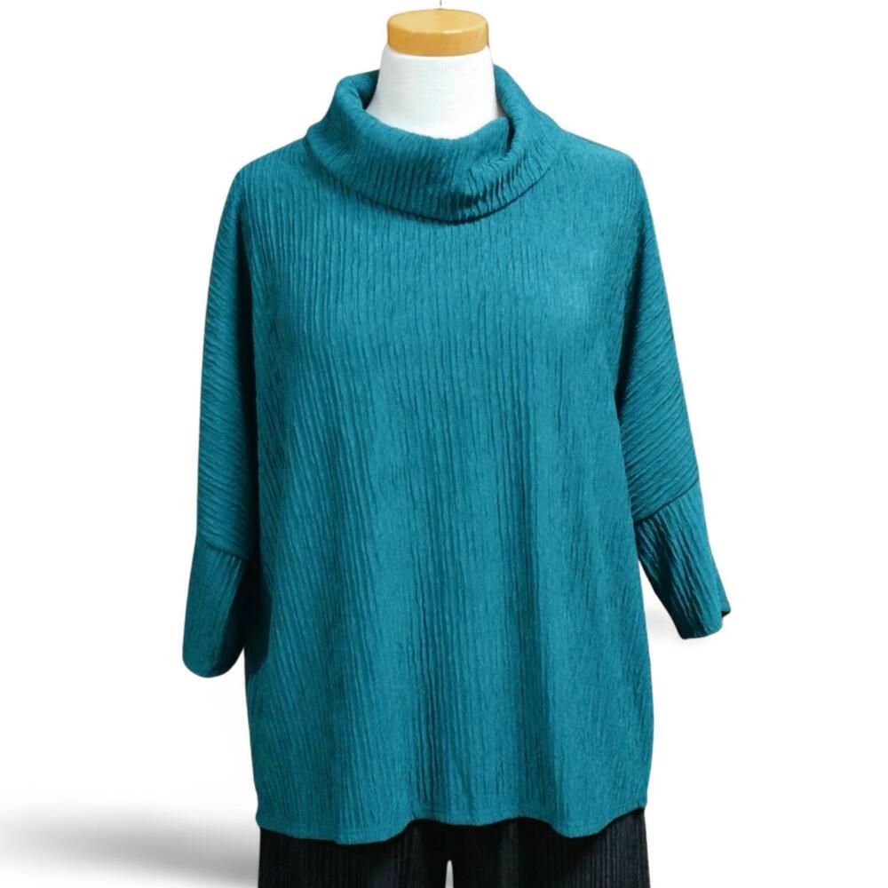 NEW INOAH women's cowl neck top in blue green